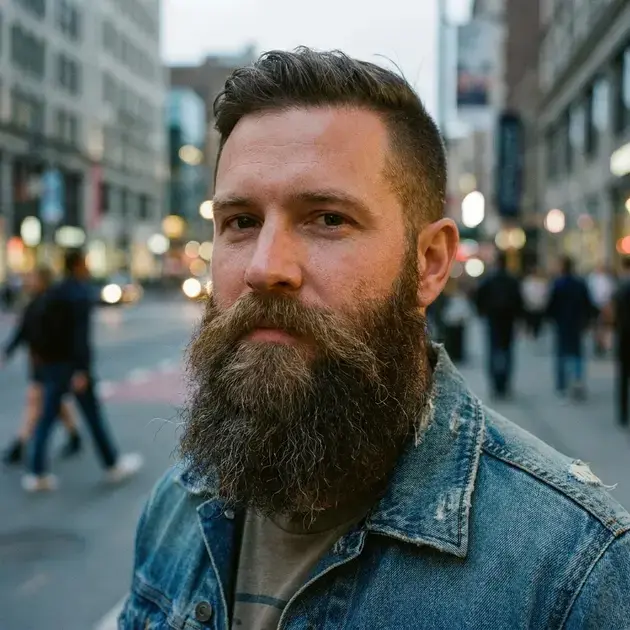 Estilo de barba com fios longos e desconexos entre as barbas que estão na moda 2023