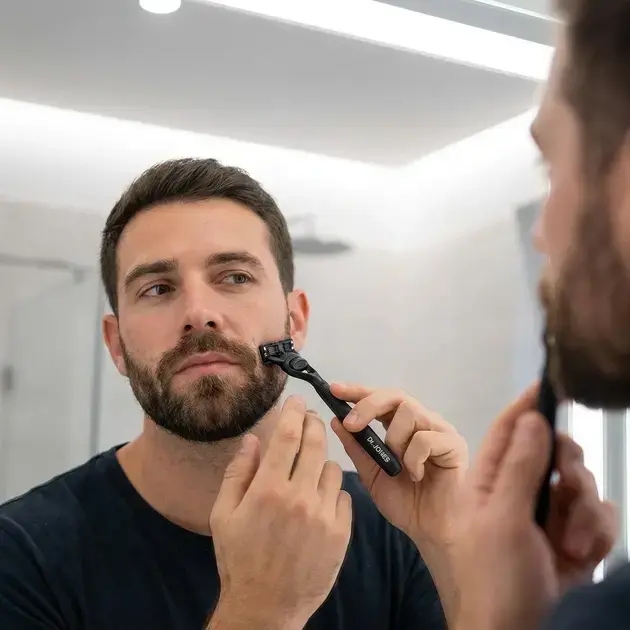 Homem com barba curta completa mostrando barbas que combinam com diferentes estilos e visual profissional
