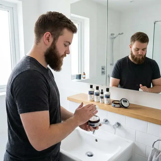 Homem com barba lenhador bem cuidada mostrando barbas que combinam com diferentes estilos e produtos de barba