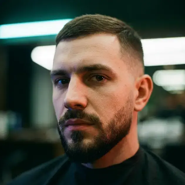 Homem com barba ideal para rosto triangular bem aparada e alinhada