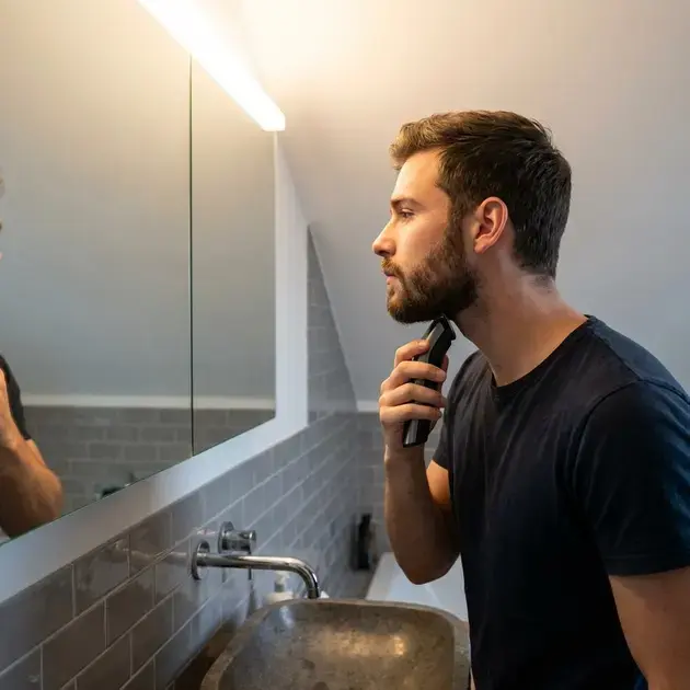Homem com barba rala bem aparada demonstrando estilos e cuidados para barba rala